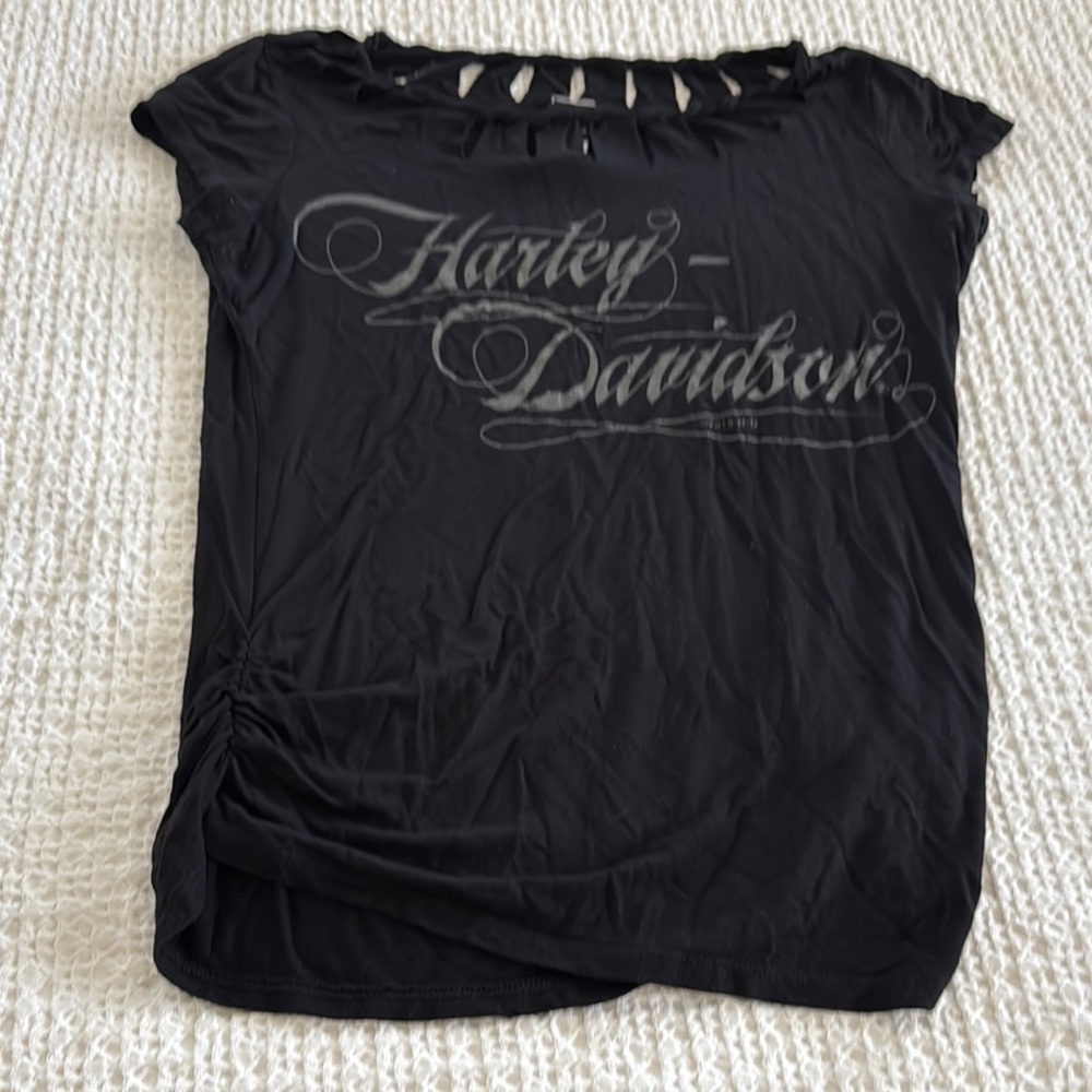 Harley-Davidson Black Cap Sleeve Cut Out Tee